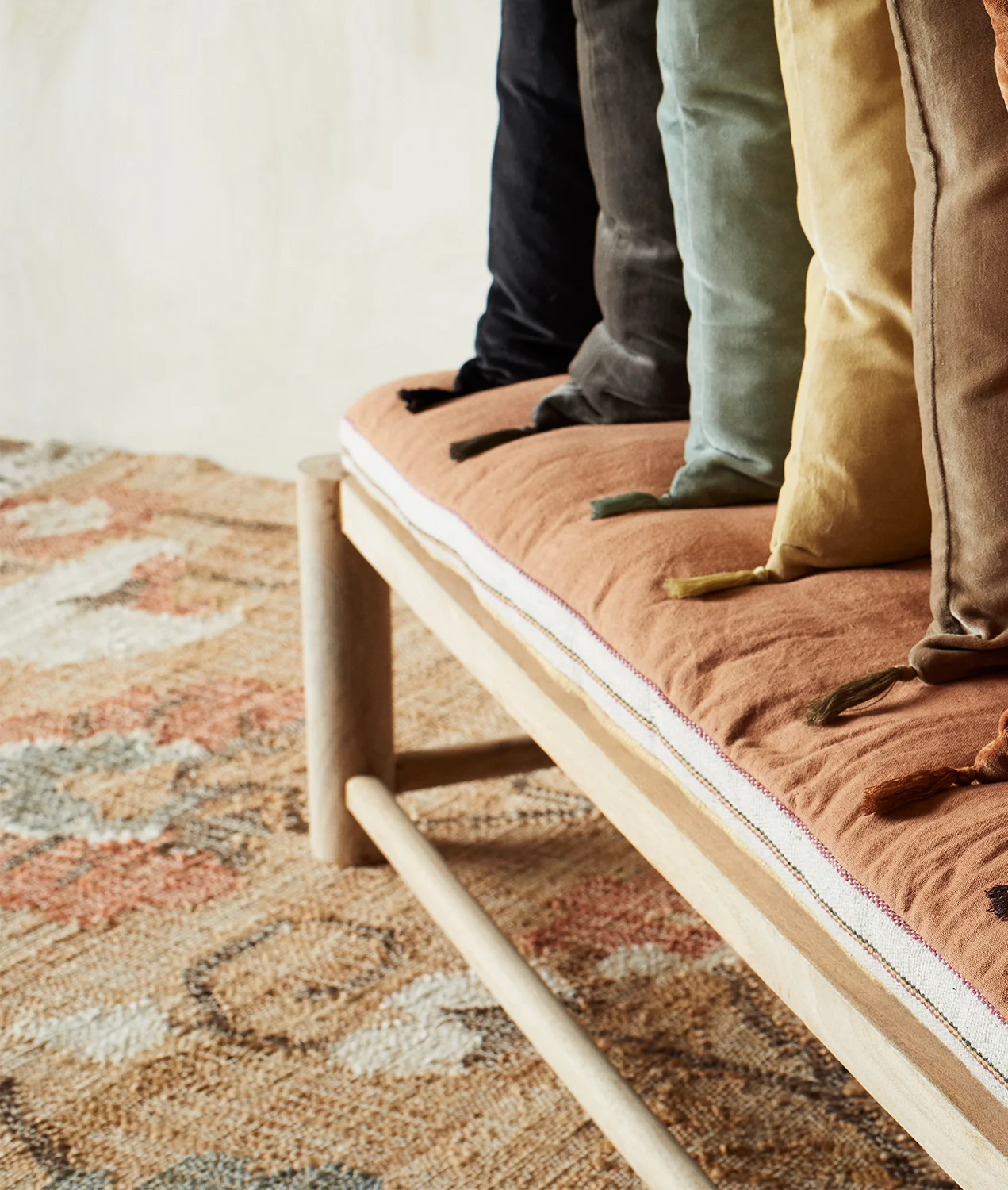 Jutematta blommönster natur 160x230 cm