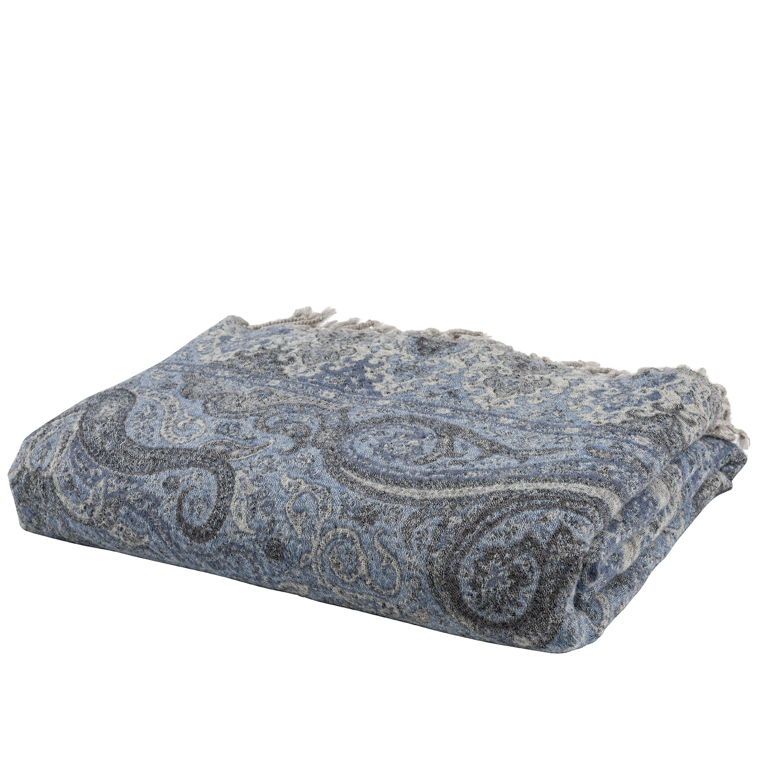Ullpläd Paisley ljusblå 140x200 cm