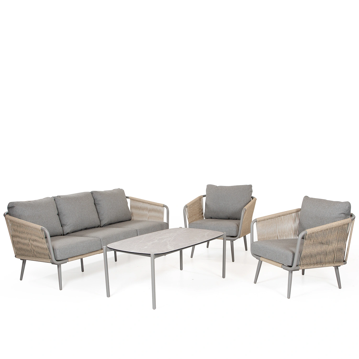 Madeira soffgrupp med soffbord - khaki/beige