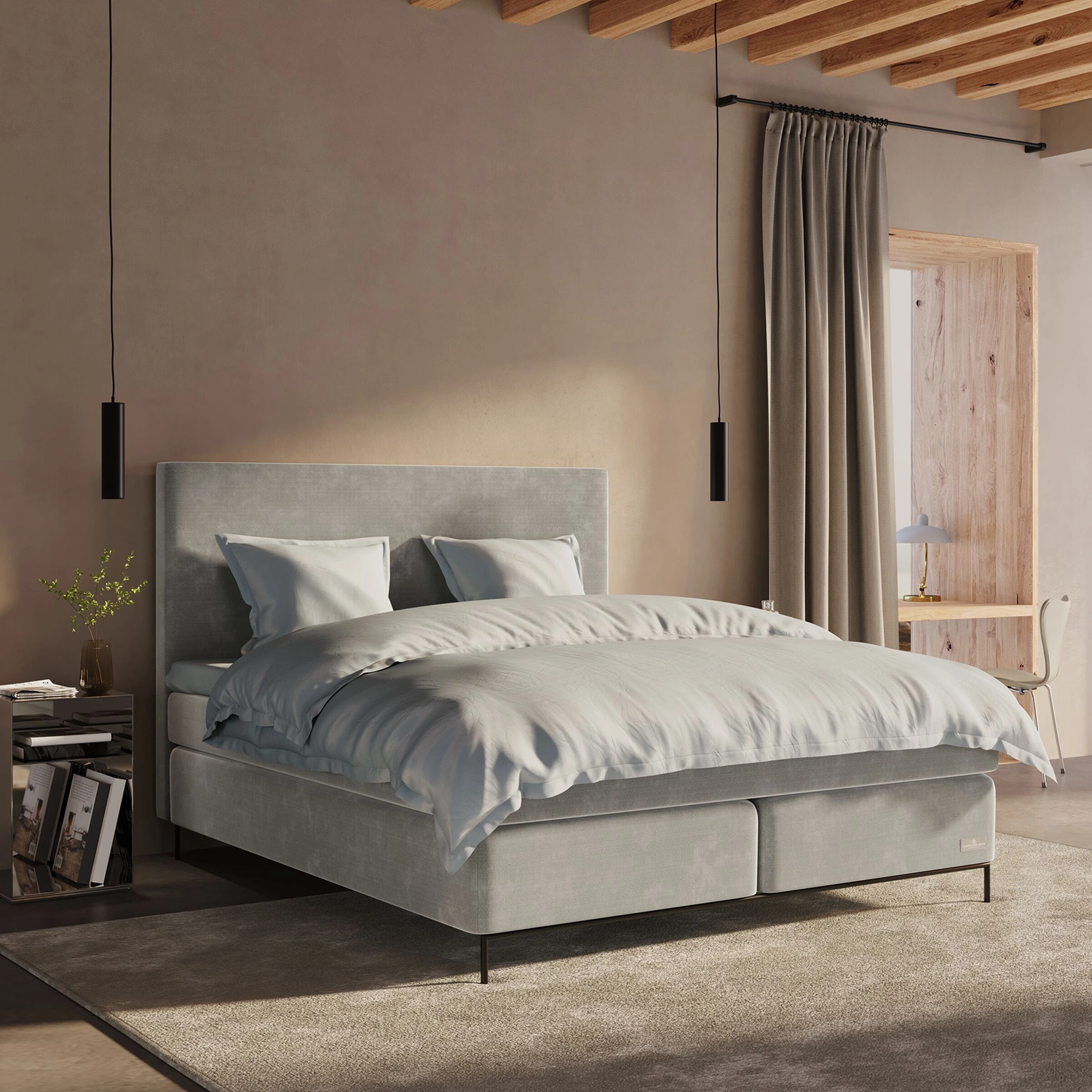 Sandö kontinentalsäng / Luxury bäddmadrass / Cliff light grey