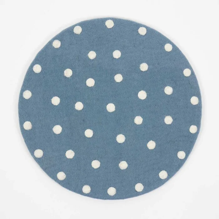 Felt Dot sittdyna blå/vit Ø37 cm