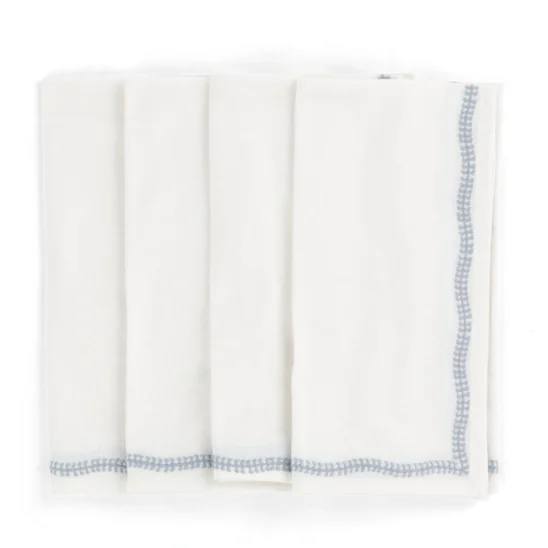 Servetter Embroidery dusty blue, 4-pack
