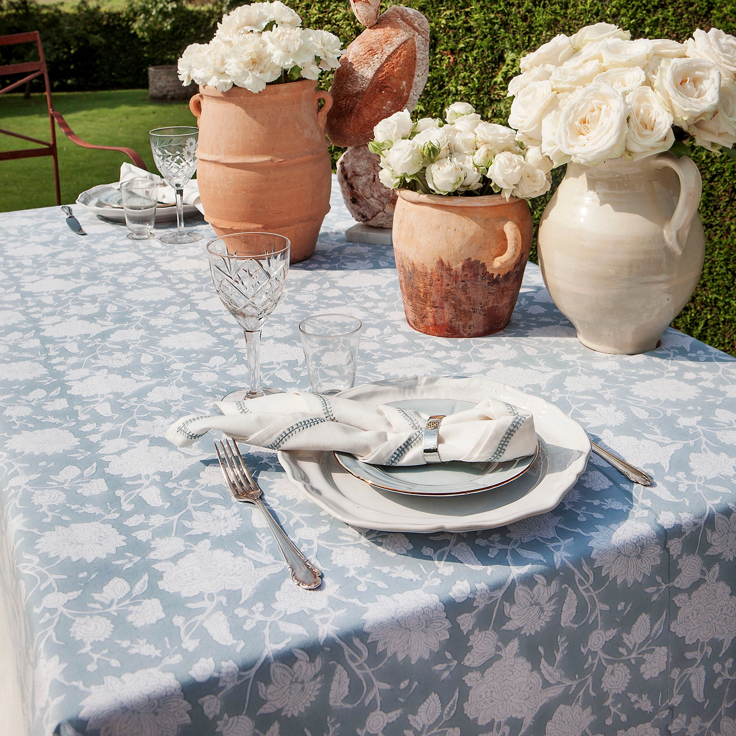 Servetter Embroidery dusty blue, 4-pack