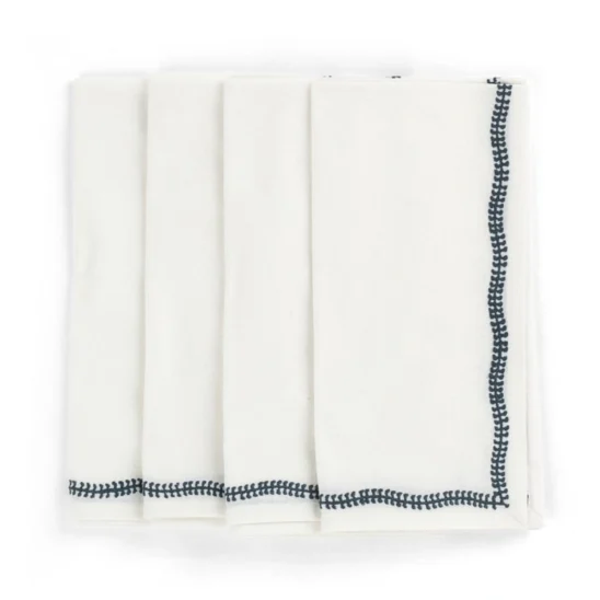 Servetter Embroidery true navy 4-pack