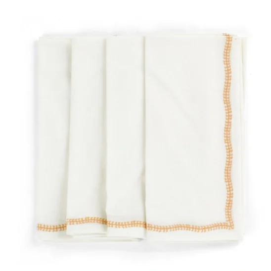 Servetter Embroidery orange 4-pack