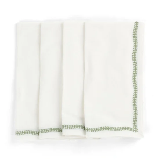 Servetter Embroidery green tea 4-pack