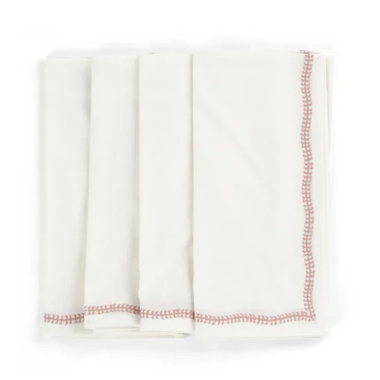 Servetter Embroidery lantana rose 4-pack