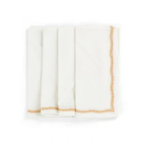 Servetter Embroidery orange 4-pack