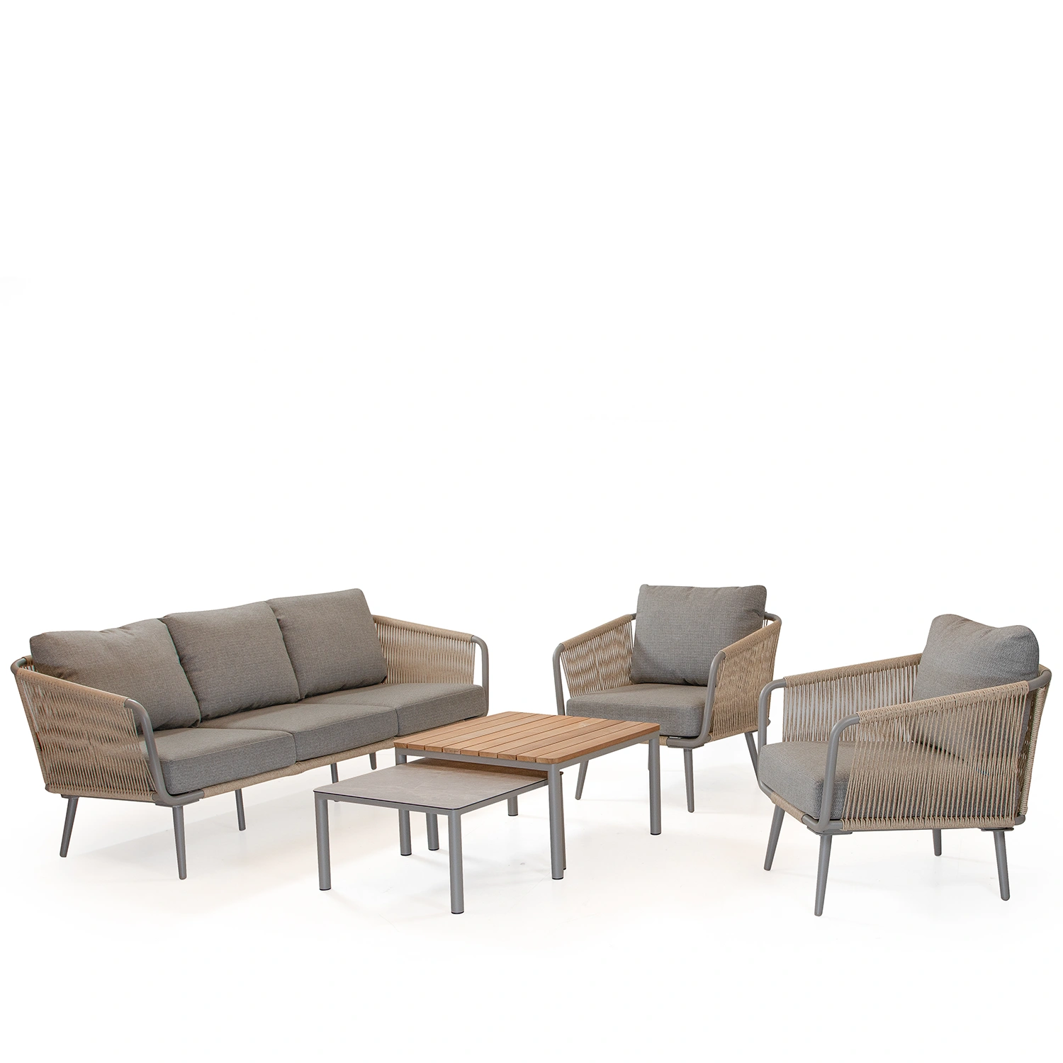 Madeira/Sevilla soffgrupp med satsbord - khaki/beige