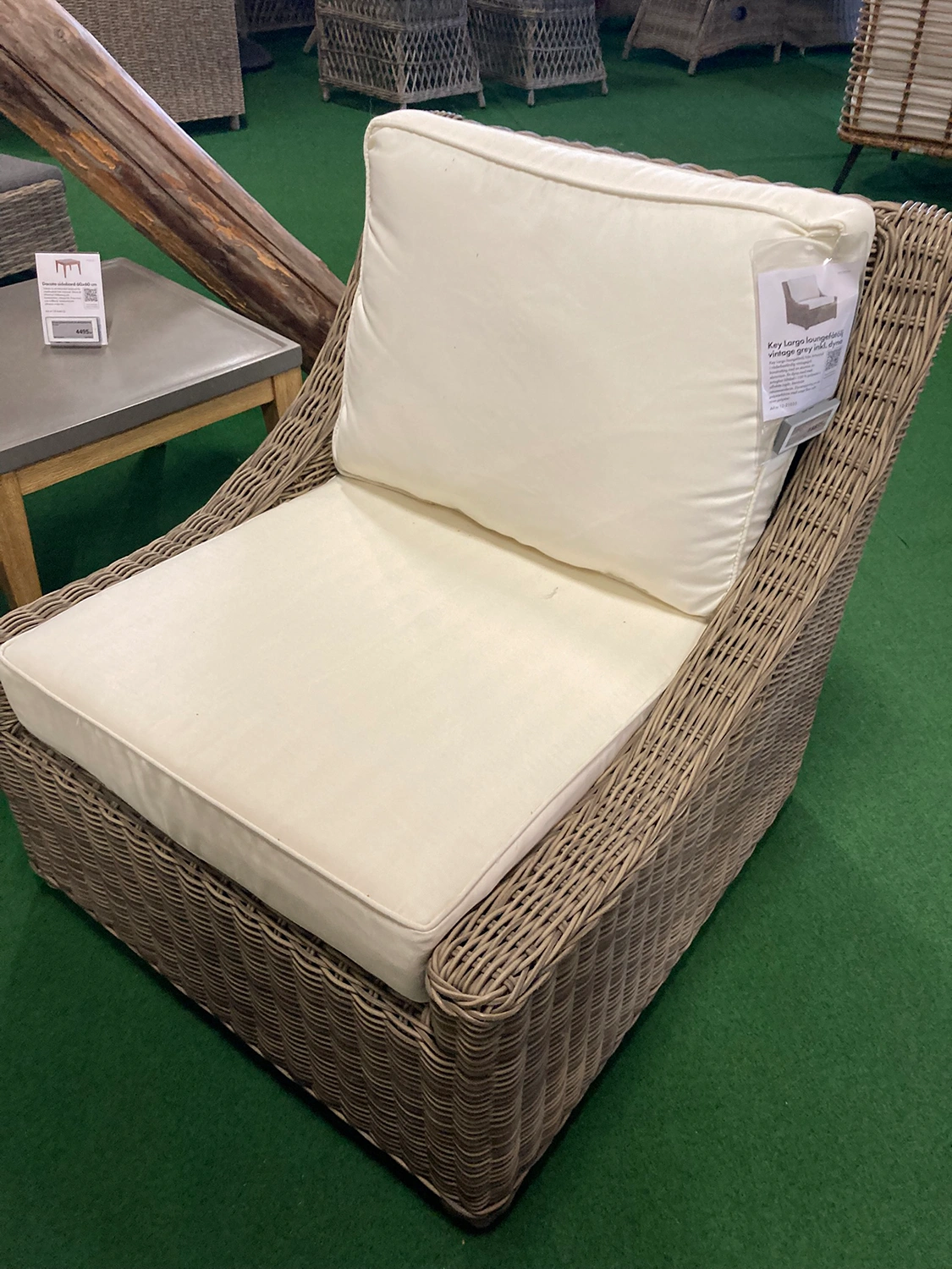 Key Largo fåtölj vintagegrå – med dyna