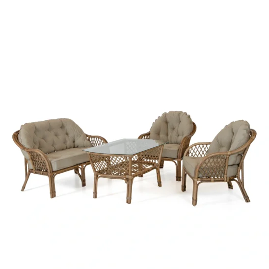 Sabina 2-sitsgrupp med sandfärgade dynor dynor.