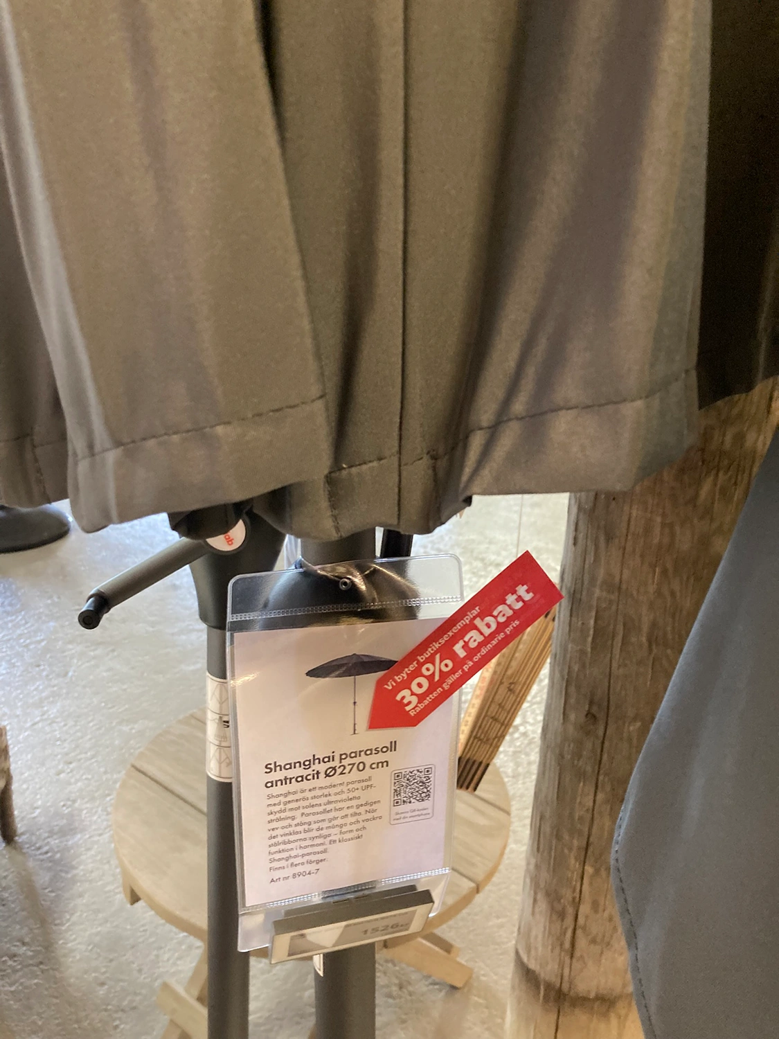 Shanghai parasoll antracit/grå Ø270 cm