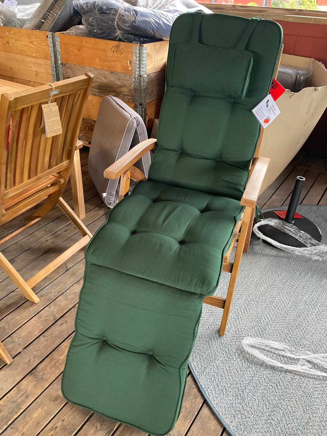 Woodline däckstolsdyna grön dralon, B50 cm