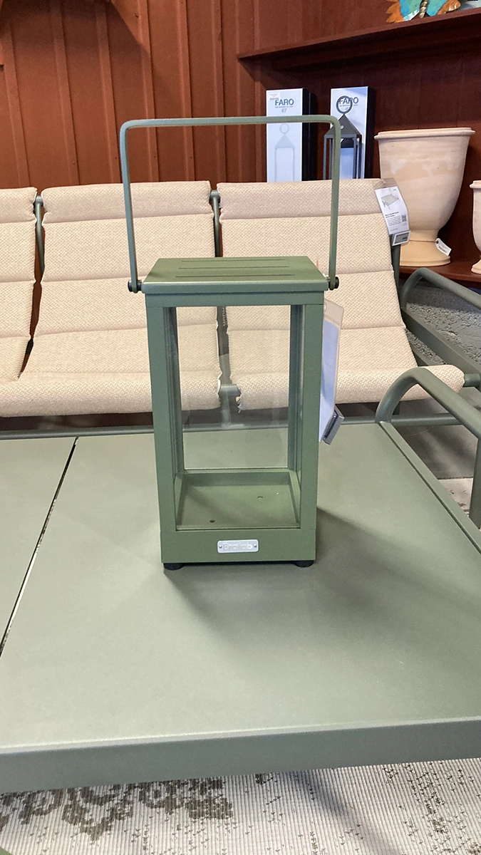 Belfort ljuslykta med handtag -  mossgrön, H37 cm