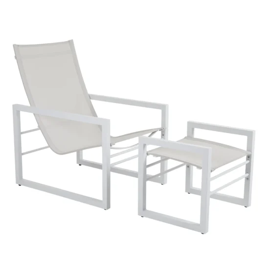 Vevi fåtölj med fotpall - vit/offwhite