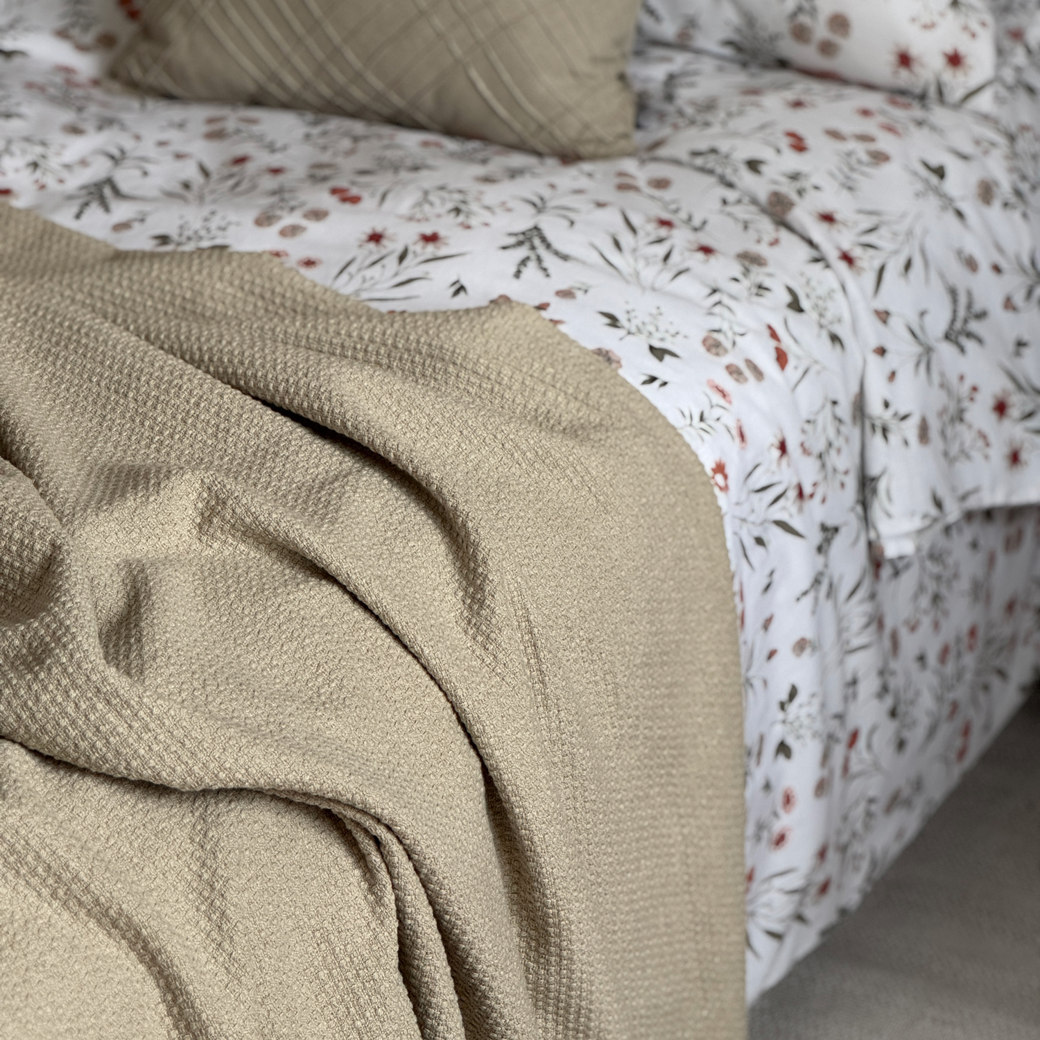 Doris överkast återvunnet - linnefärgat, 260x260 cm