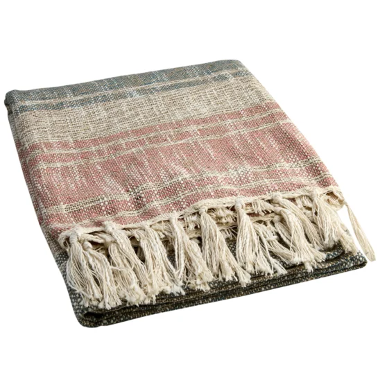 Affari of Sweden Nilla pläd elfenben/persika/blå 150x125 cm