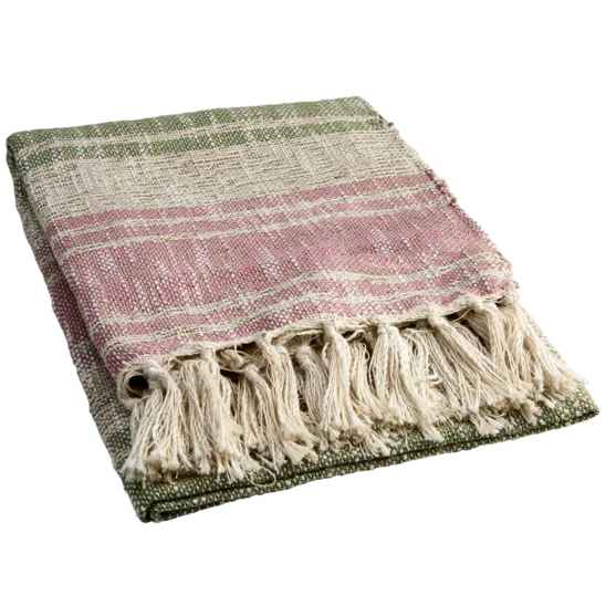 Affari of Sweden Nilla pläd elfenben/grön/rosa 150x125 cm