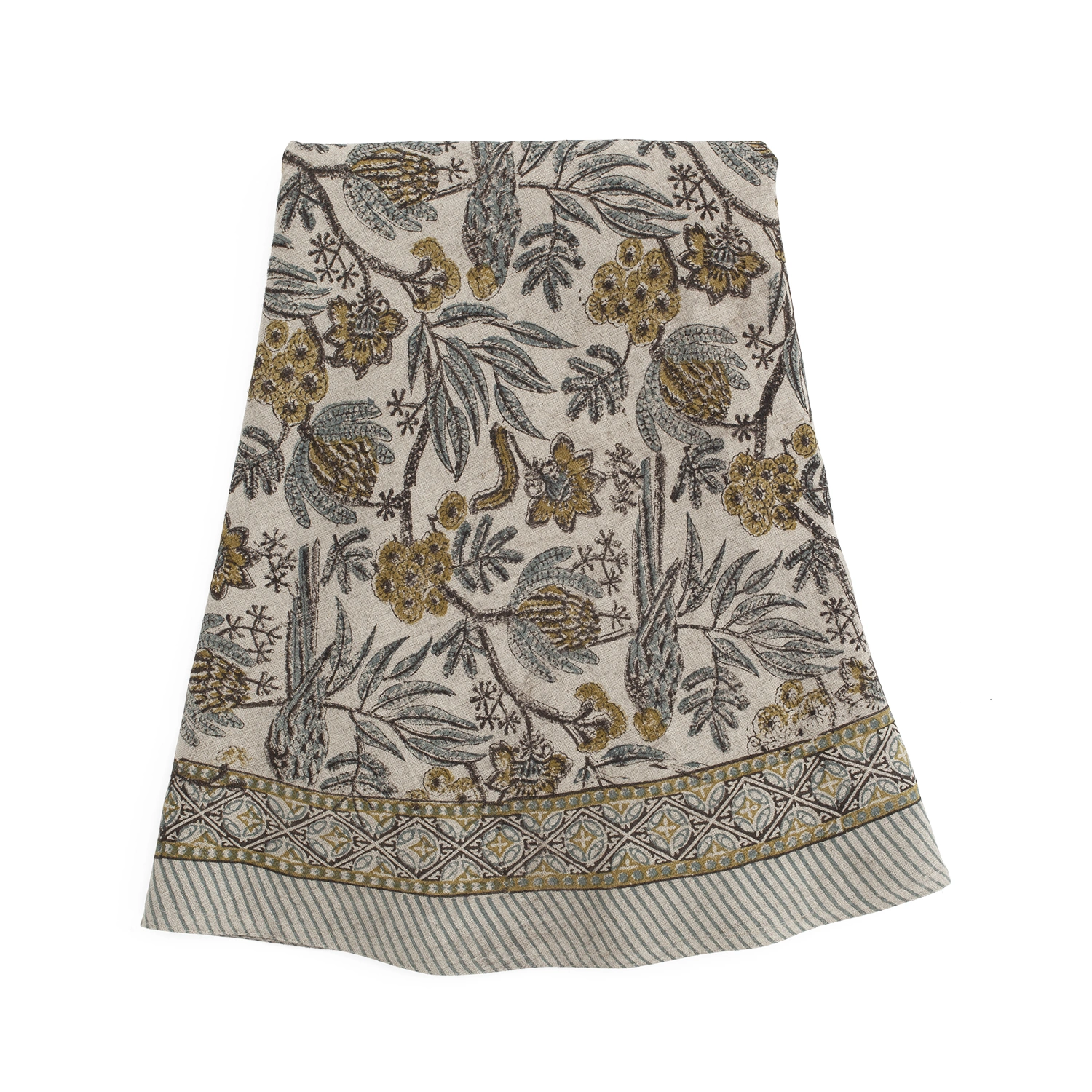 Bordsduk Linne Parrot blå, Ø220 cm