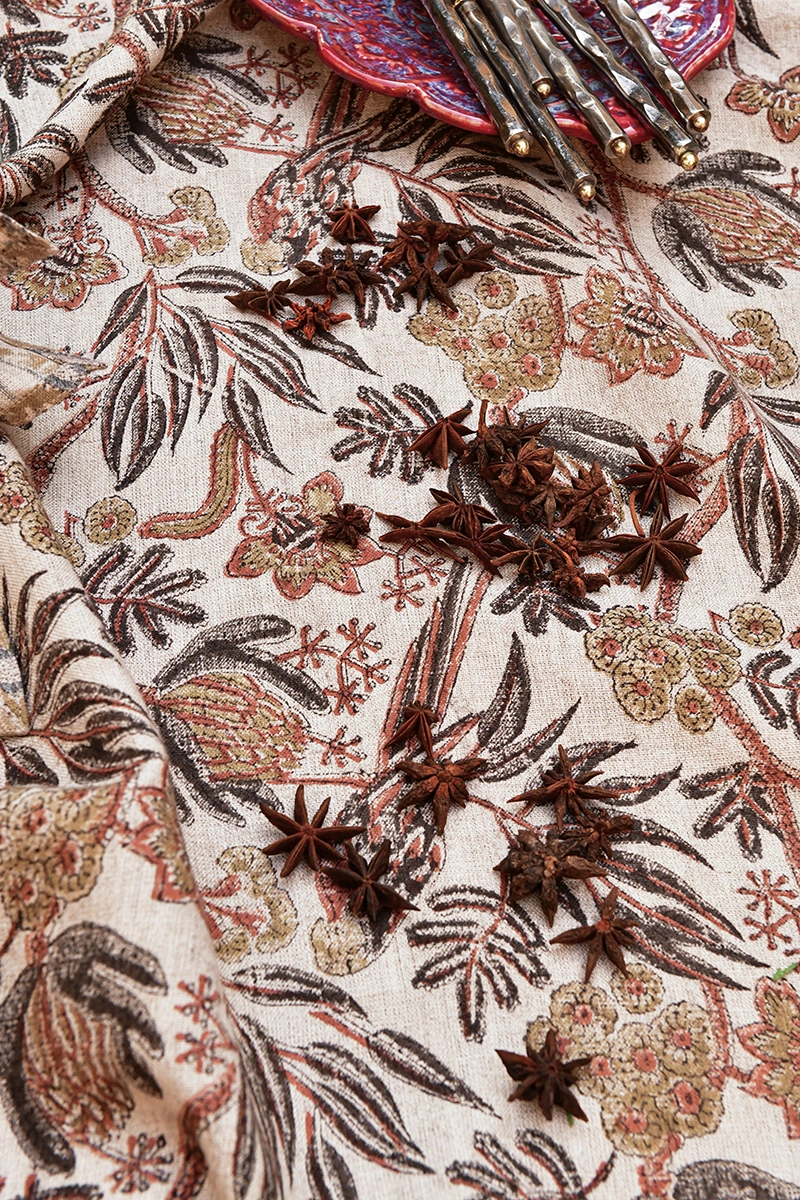 Bordsduk Linne Parrot rost, 170x350 cm