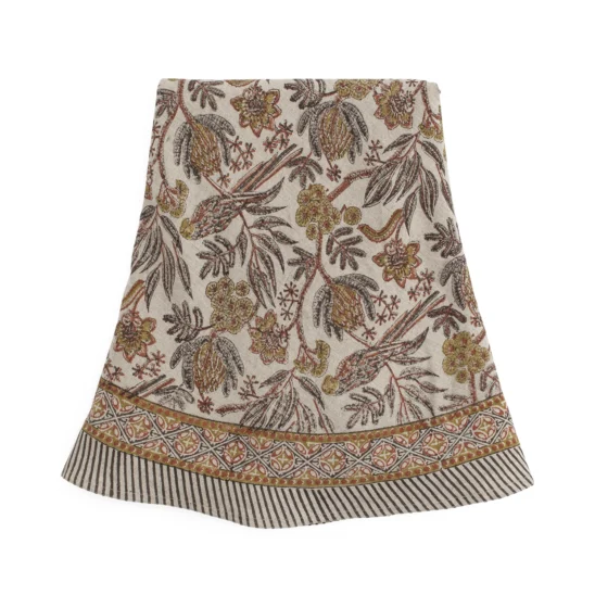 Bordsduk Linne Parrot rost, Ø220 cm