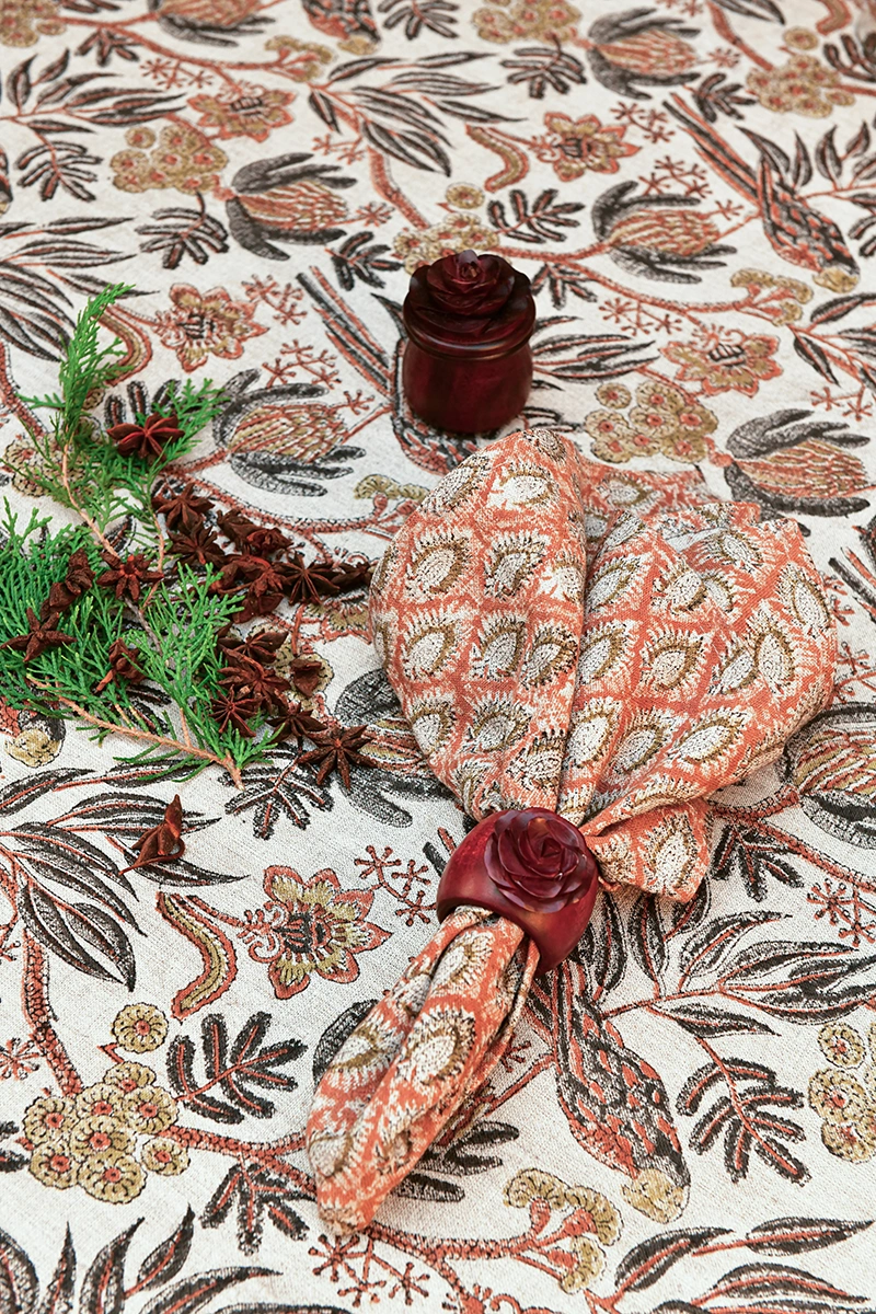 Servetter Linne Cypress Parrot rost - 2-pack