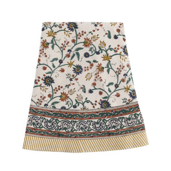 Bordsduk Samode ockra/blå/grön, Ø220 cm