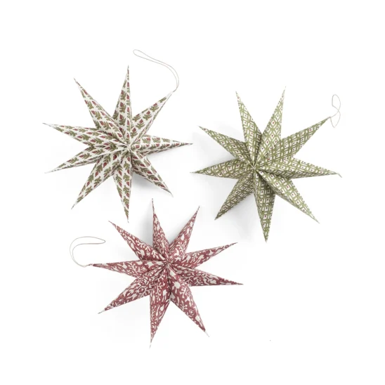Adventsstjärnor röd/grön - set med 3 olika mönster