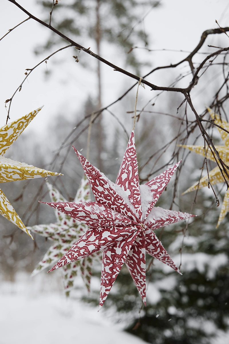 Adventsstjärnor röd/grön - set med 3 olika mönster