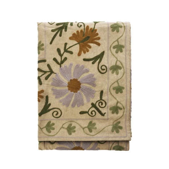 Suzani broderad pläd – Camel, 130x180 cm