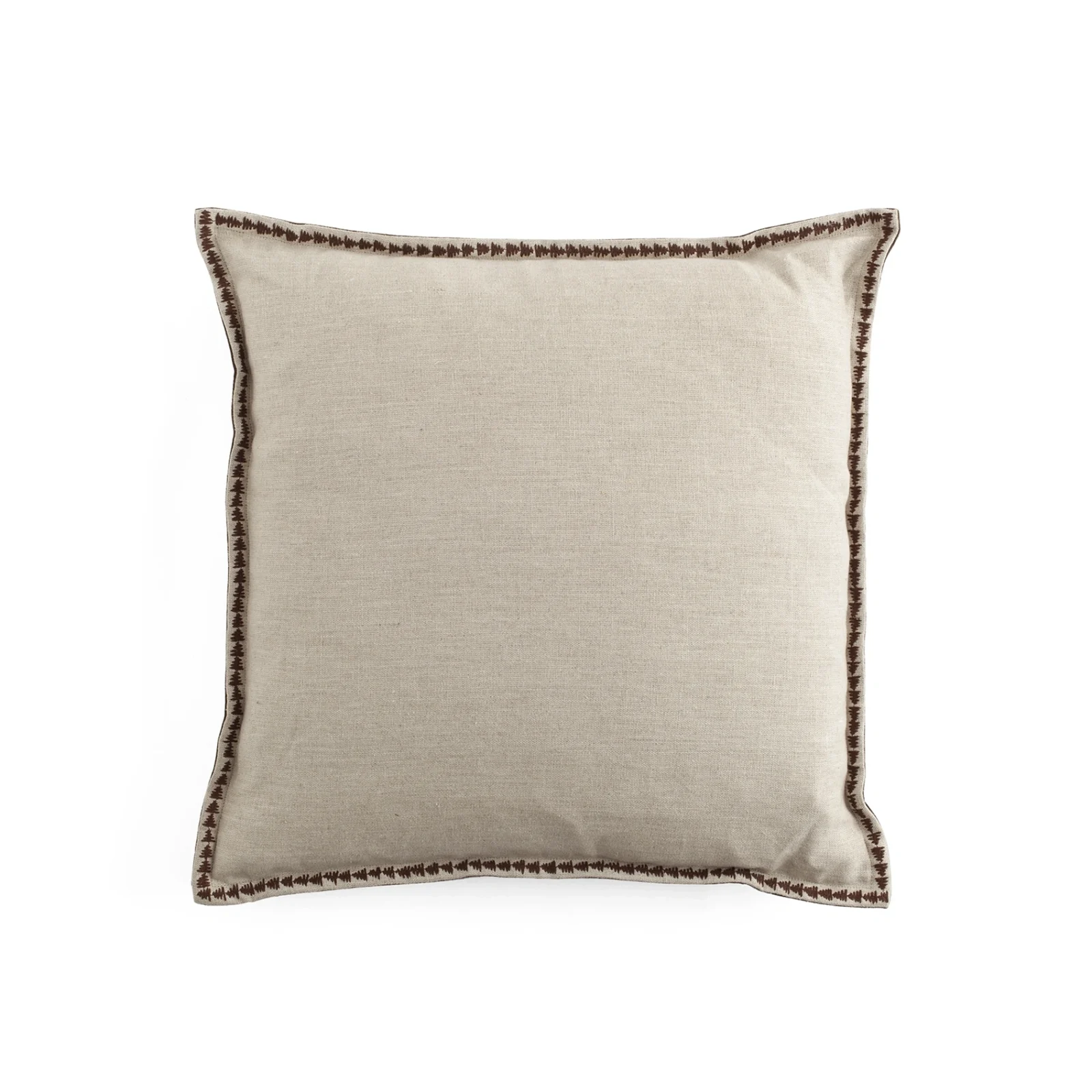 Embroidery kuddfodral i sammet & linne - brun 50x50 cm