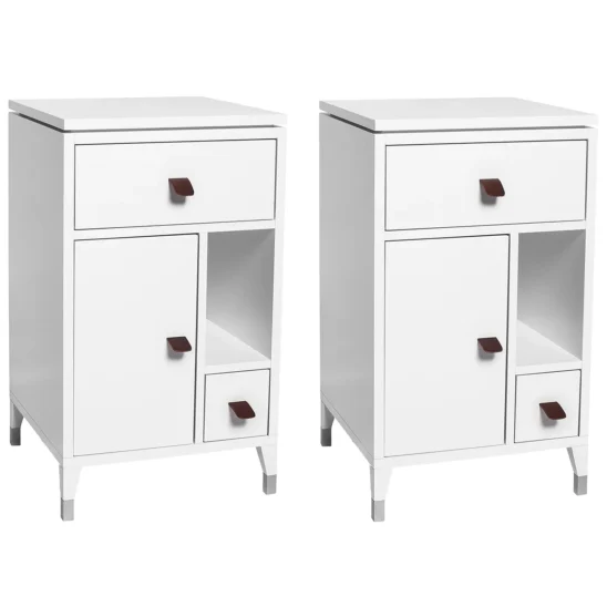 Abisko sängbord - låga ben, vitlack/betong - 2-pack