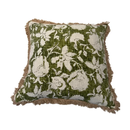 Kuddfodral Simplicity Flower mörkgrön, 60x60 cm