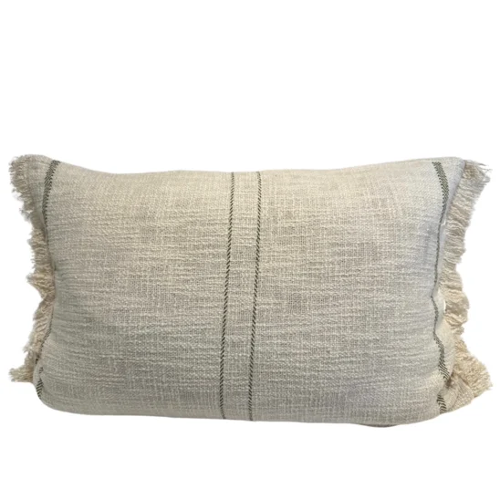 Kuddfodral Simplicity Air natur/mörkgrön, 60x40 cm