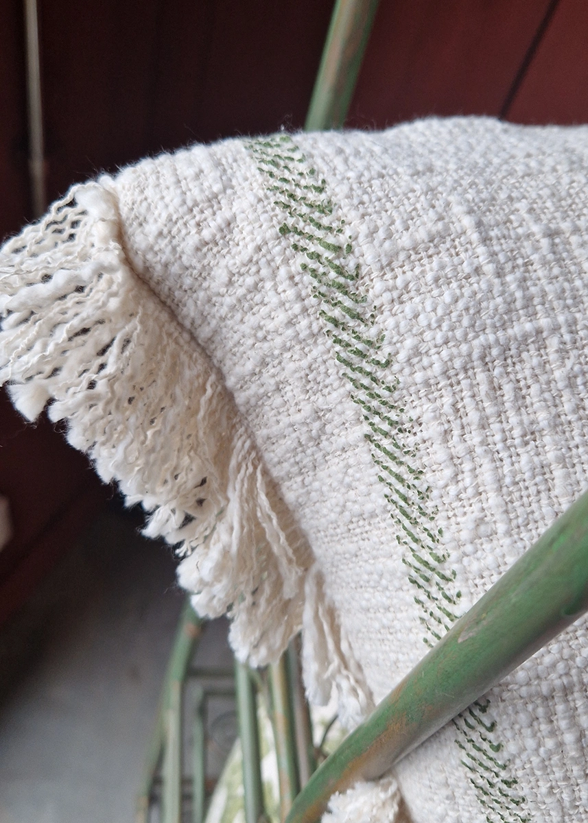 Kuddfodral Simplicity Air natur/mörkgrön, 60x40 cm