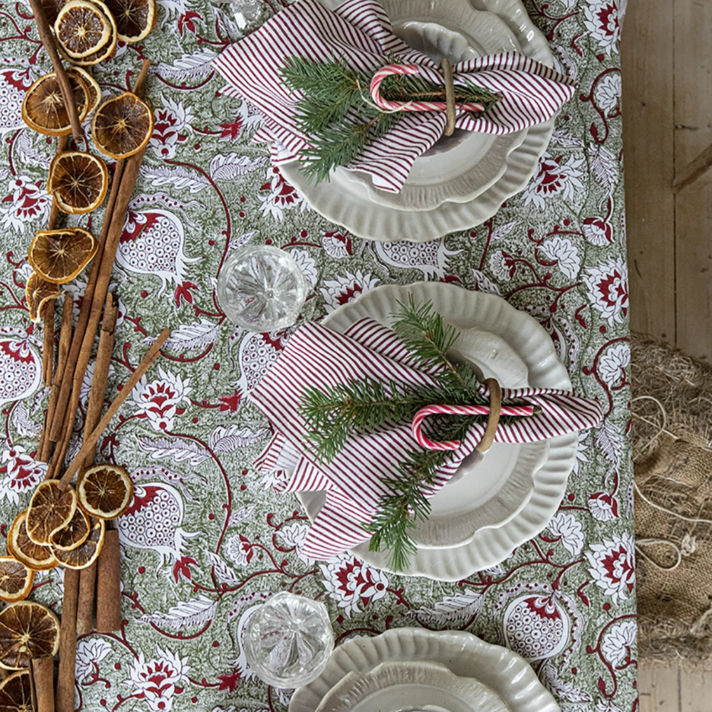 Bordsduk Pomegranate - grön/röd, 150x350 cm