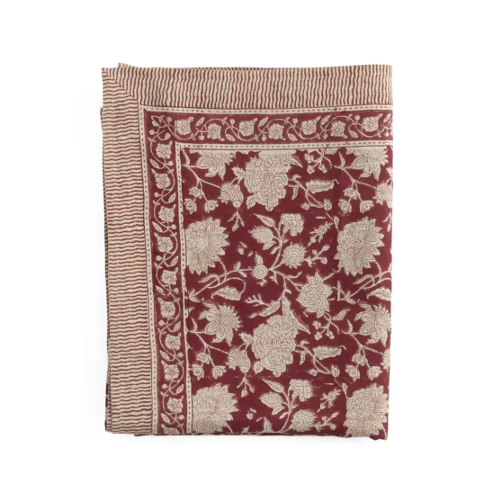 Bordsduk Linne Indian Rose - röd, 170x350 cm