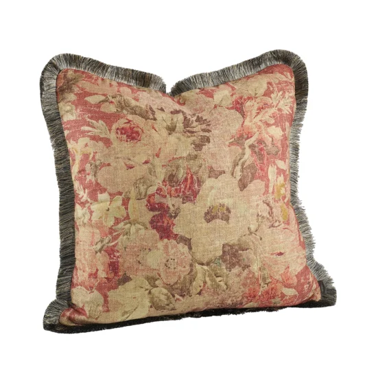 Artwood Kuddfodral med frans Rosewood flower rouge