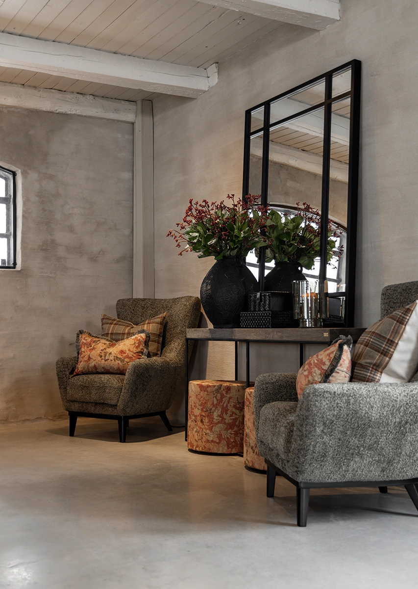 Kuddfodral med frans Rosewood flower rouge