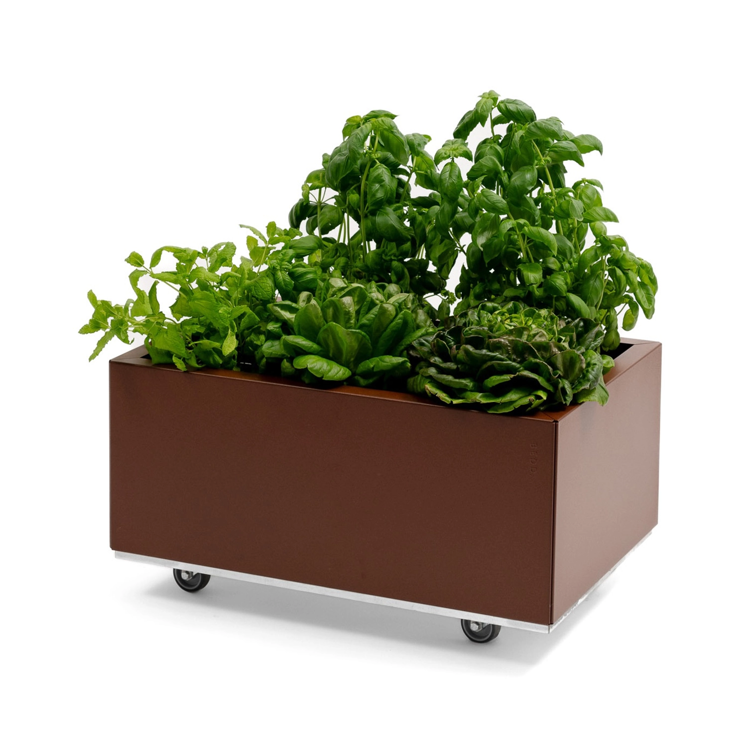 BEDD odlingslåda med ben/hjul - Rostlack, 60x40xH25 cm