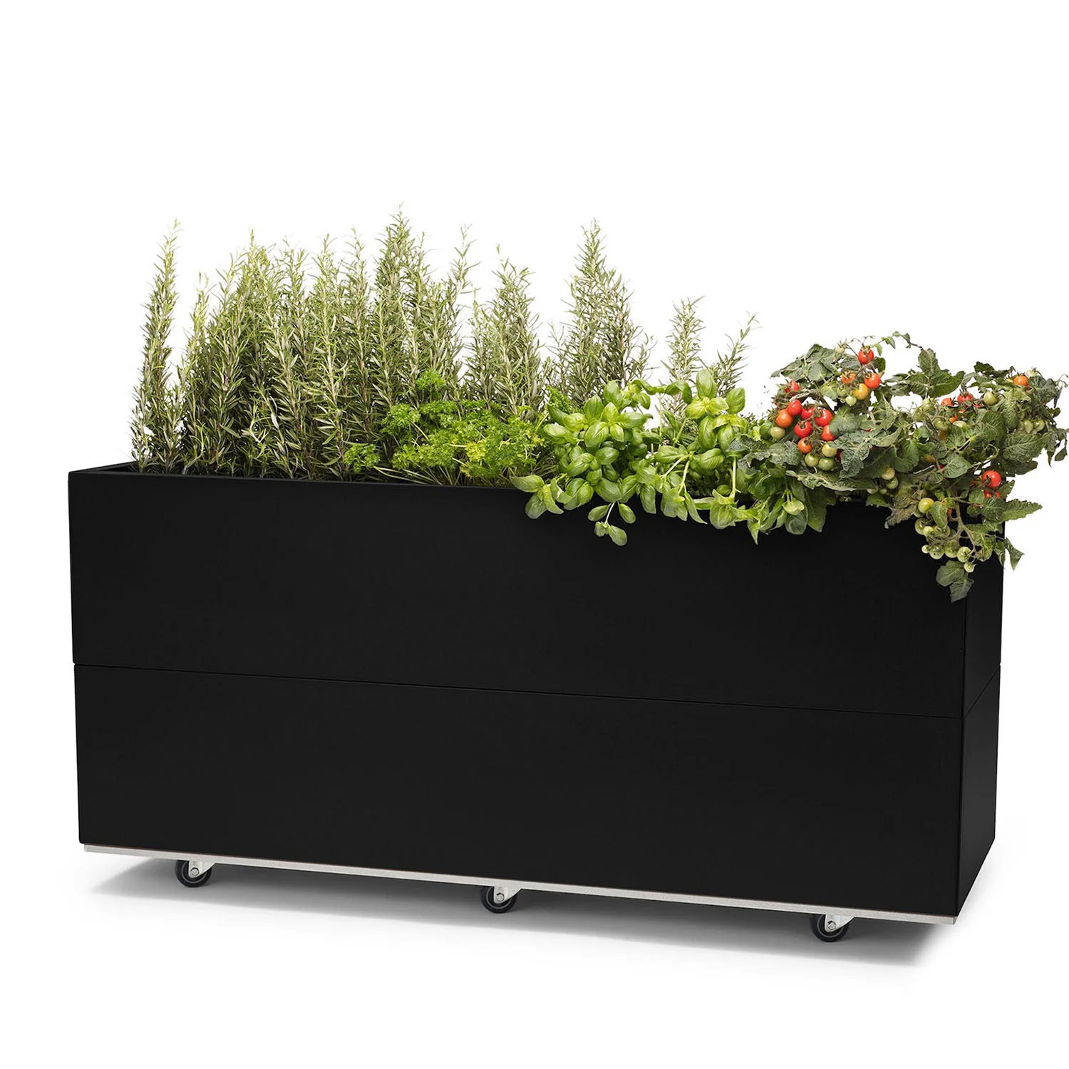 BEDD odlingslåda med hjul/ben - svart, 120x60x50 cm