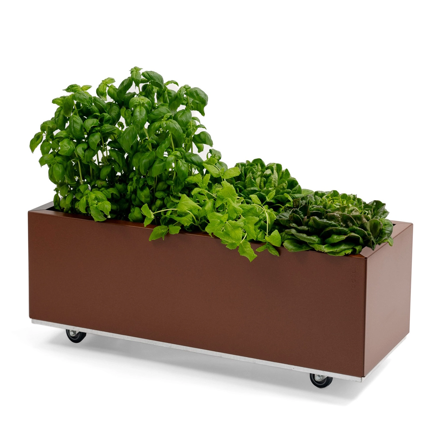 BEDD odlingslåda med ben/hjul - Rostlack, 80x30xH25 cm