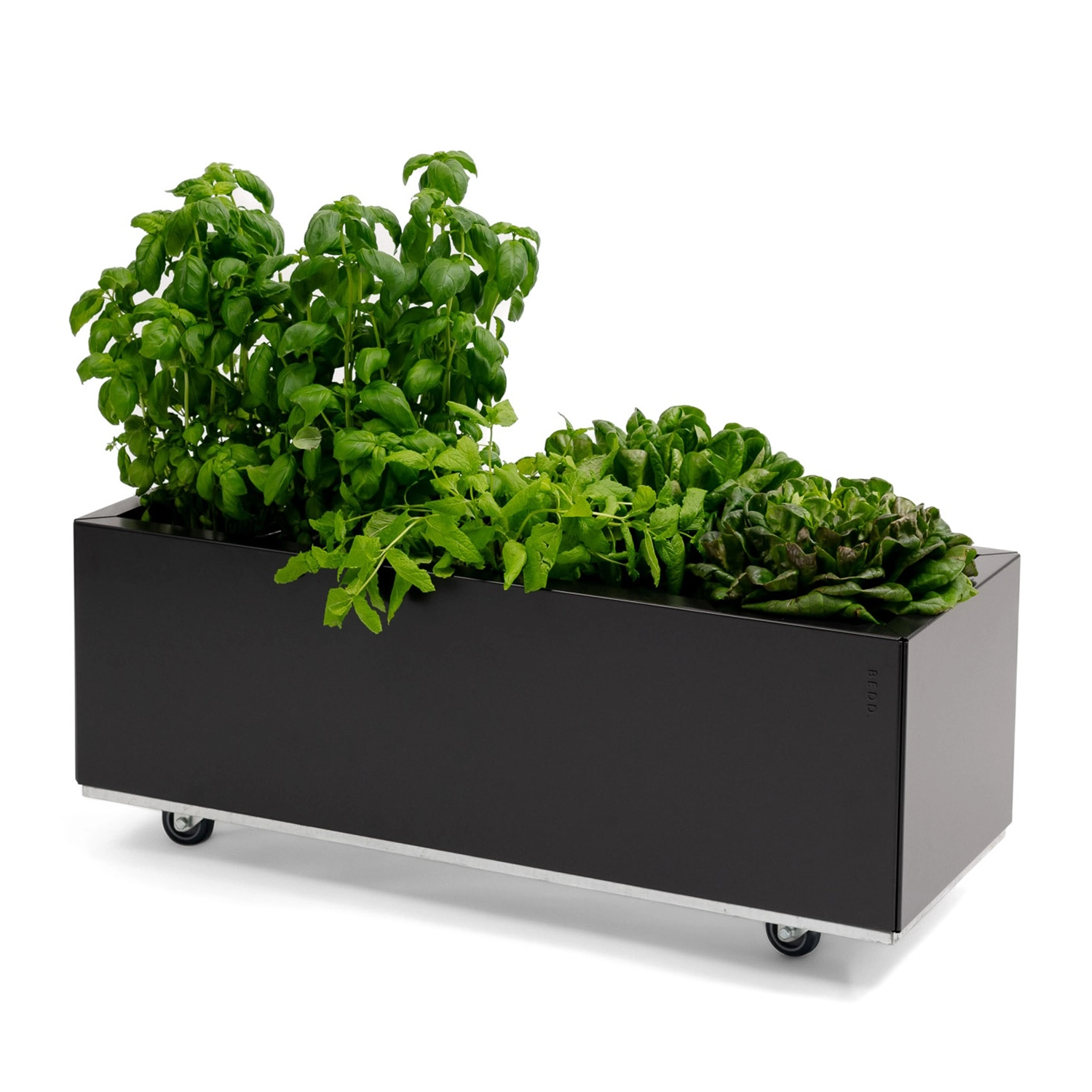 BEDD odlingslåda med ben/hjul - Svart, 80x30xH25 cm