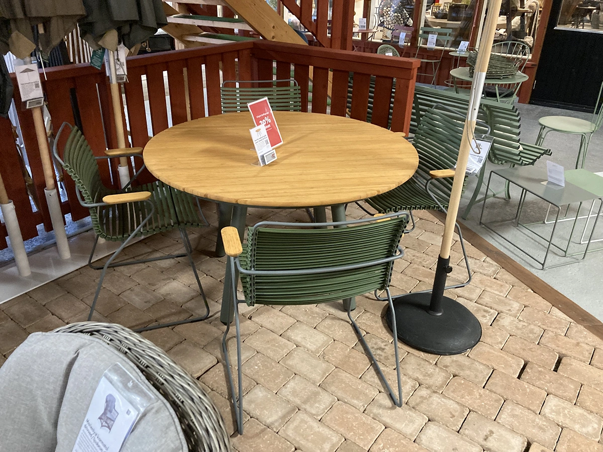 Click/Bam Bo matgrupp grön/bambu - 4 karmstolar, Ø120 cm