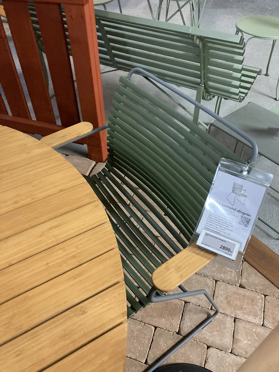 Click/Bam Bo matgrupp grön/bambu - 4 karmstolar, Ø120 cm