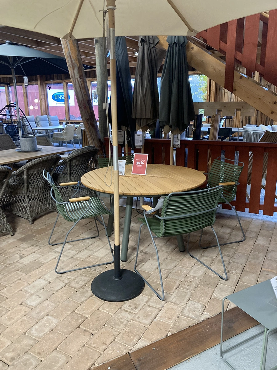 Click/Bam Bo matgrupp grön/bambu - 4 karmstolar, Ø120 cm