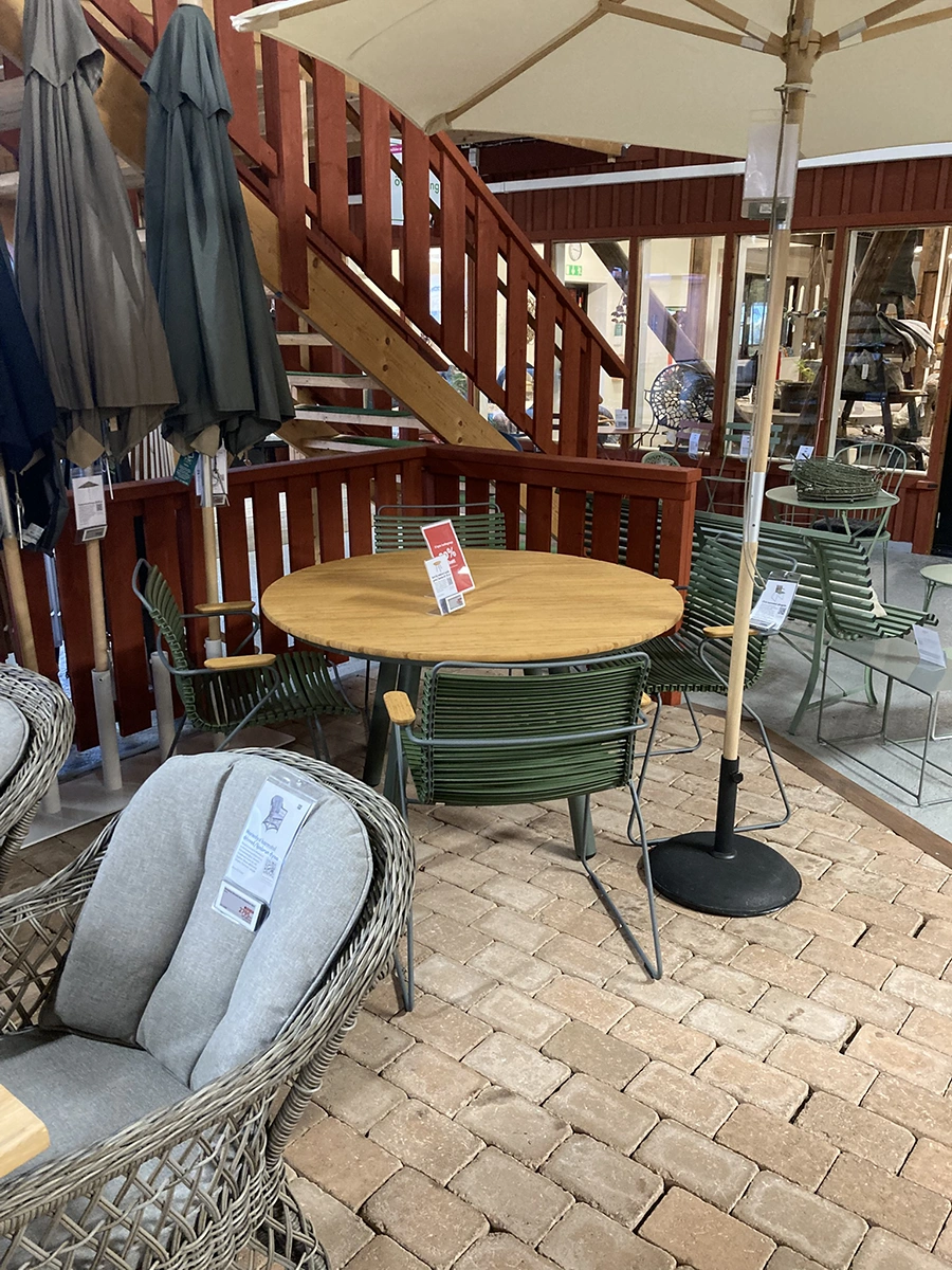 Click/Bam Bo matgrupp grön/bambu - 4 karmstolar, Ø120 cm