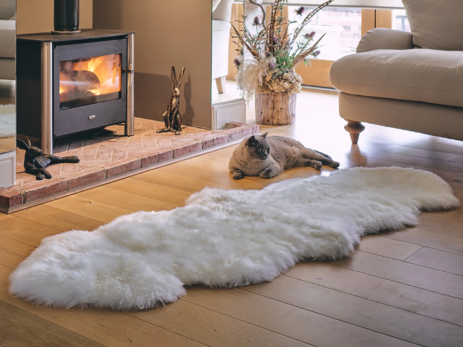 Vilma fårskinn vit - 180 cm