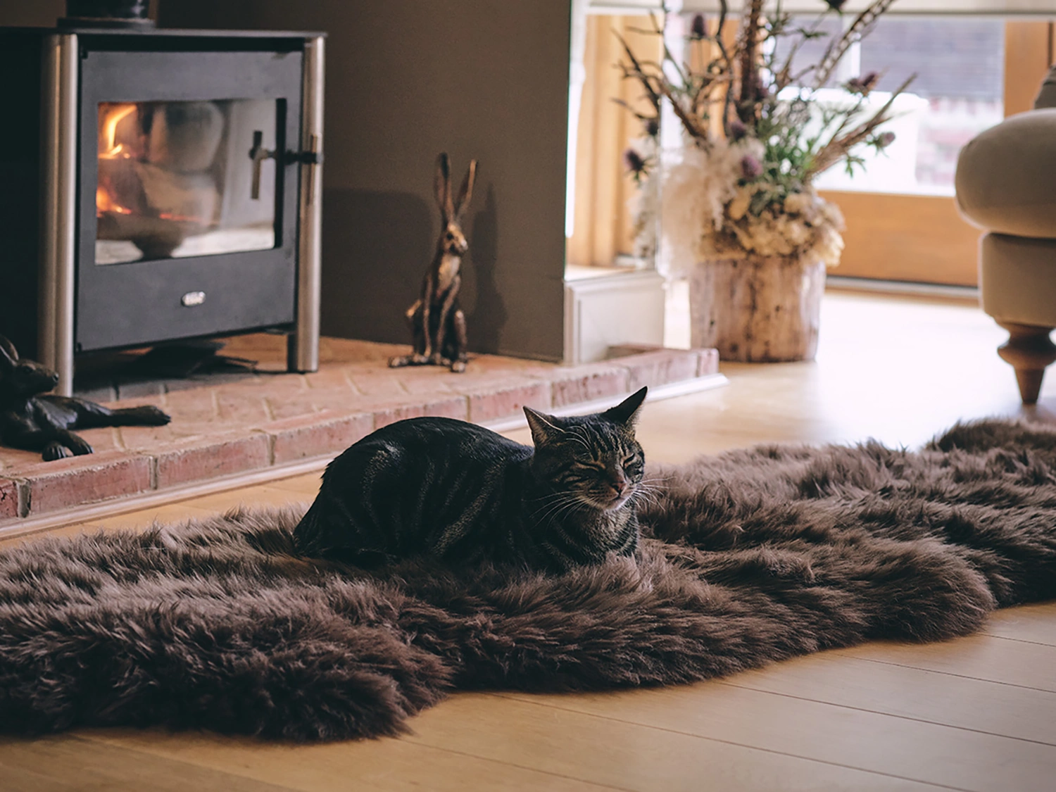 Vilma fårskinn brun - 180 cm