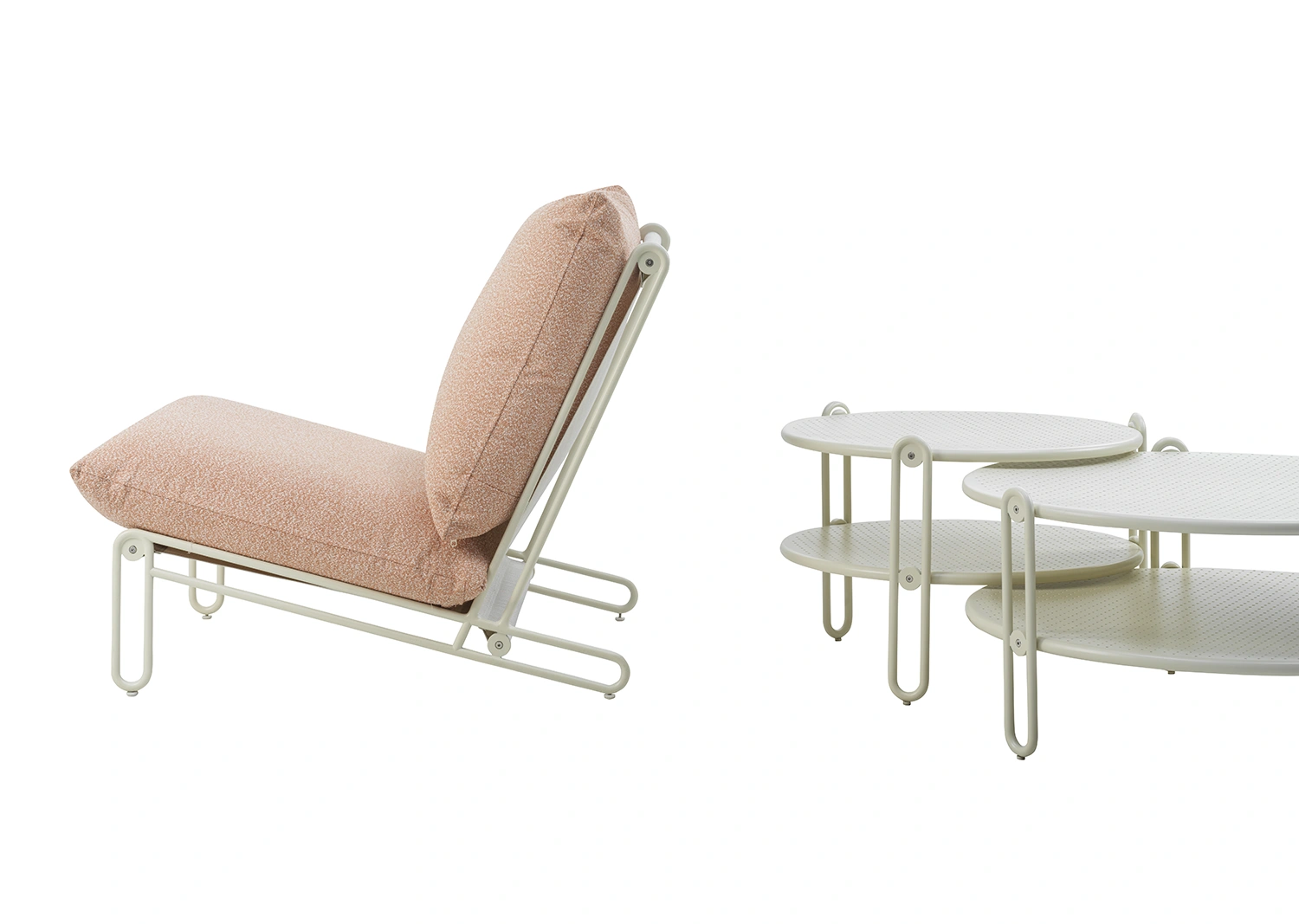 Blixt loungefåtölj pärlvit/teddy orange